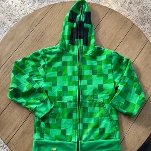 Minecraft Creeper Zip-Up Costume Hoodie with Full Face Mask for Youth (Small)